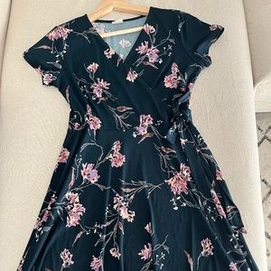 Kaileigh Arnett Faux Wrap Floral Knit Dress